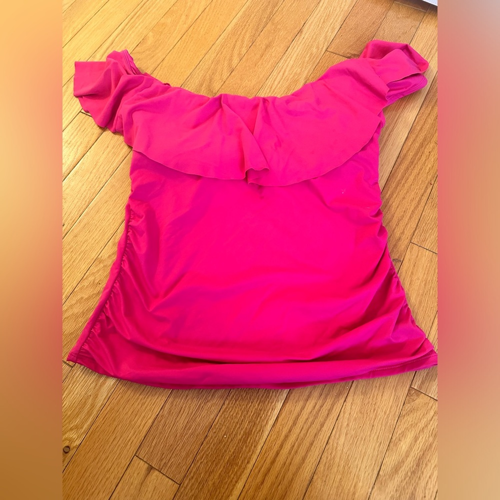 LA BLANCA HOT PINK OFF THE SHOULDER SWIM TOP